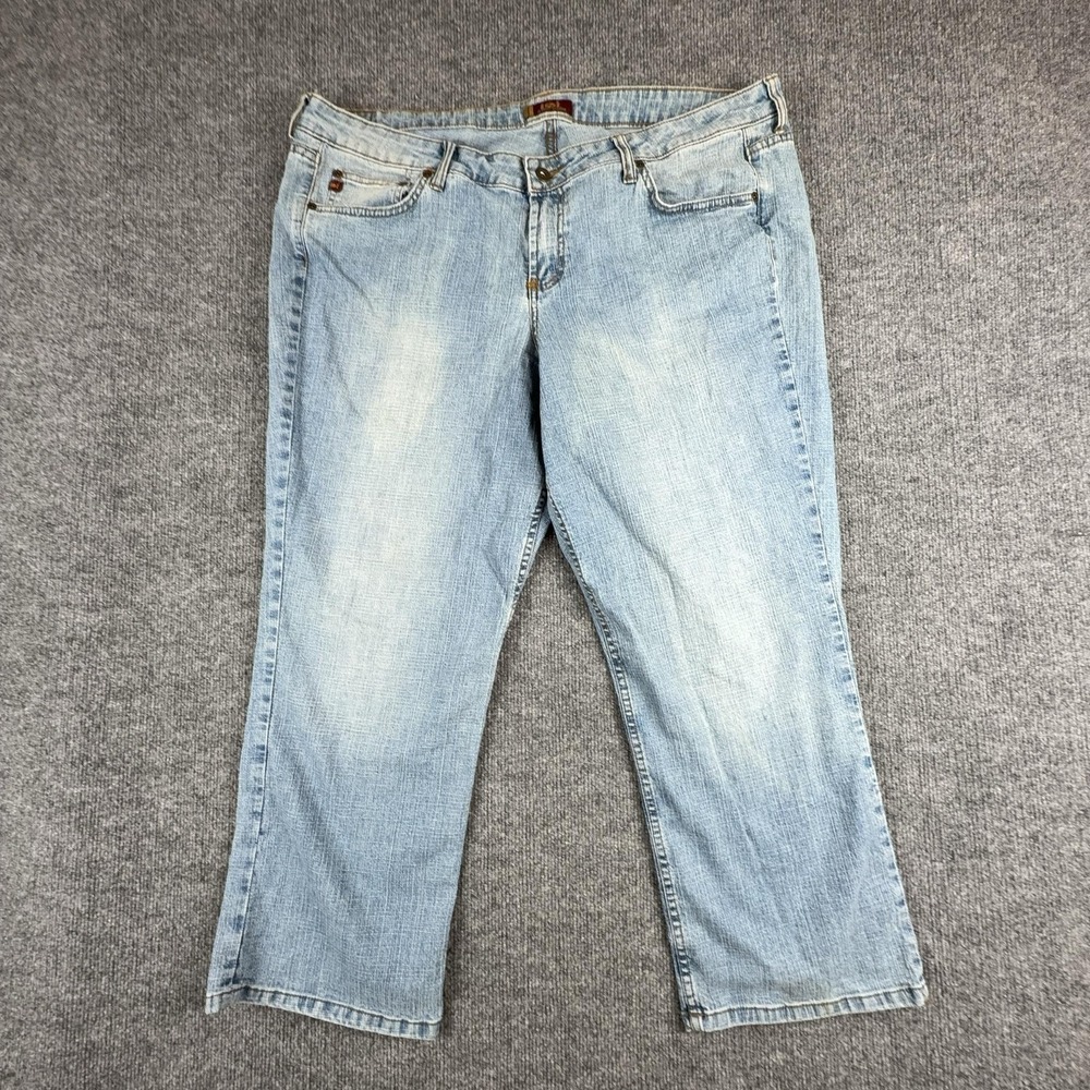 Y2K L.e.i. Jeans Womens 22 Light Blue Wash Mid Rise Relaxed Straight Stretch